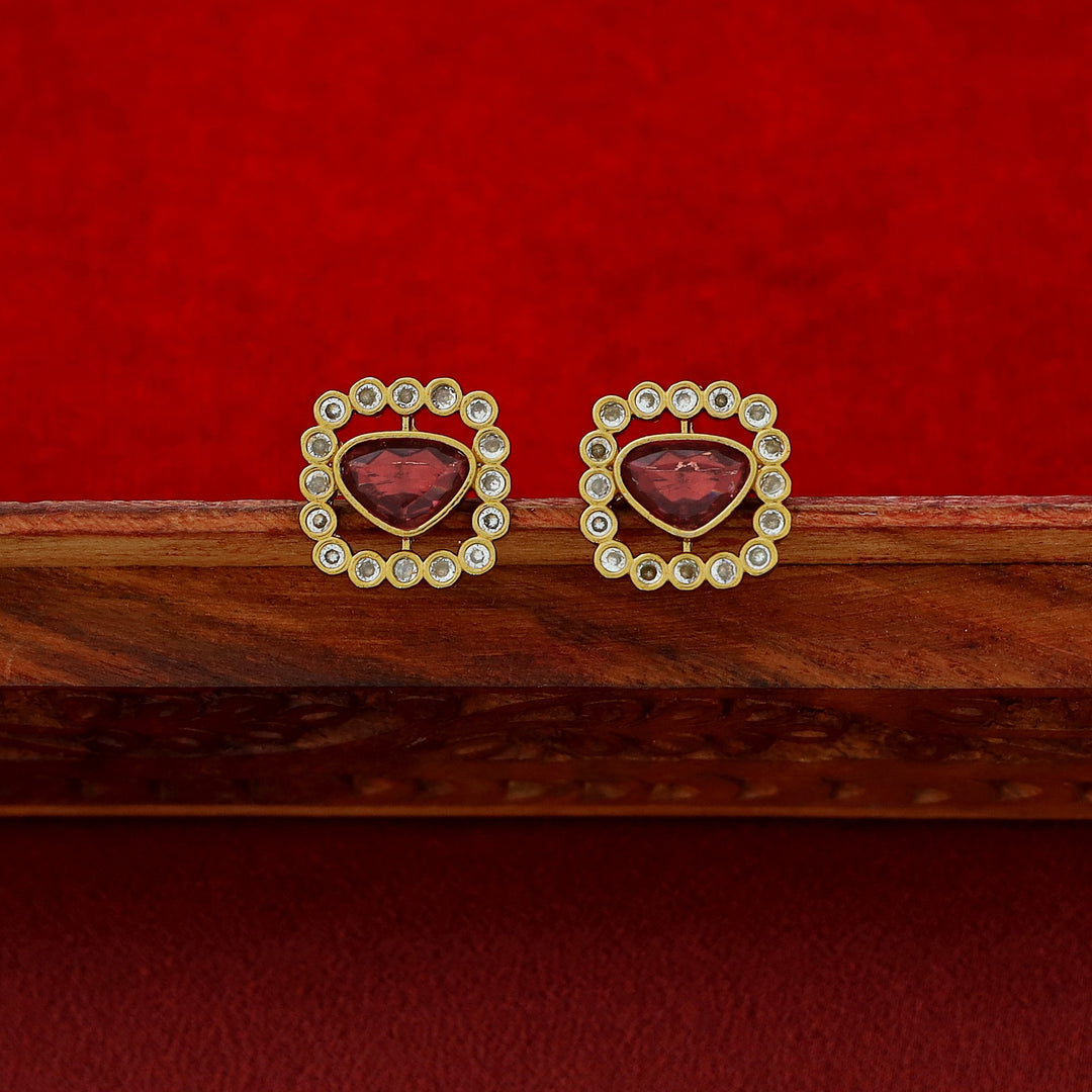 Vasundhara AD Stone Layered Glossy Choker With Earring