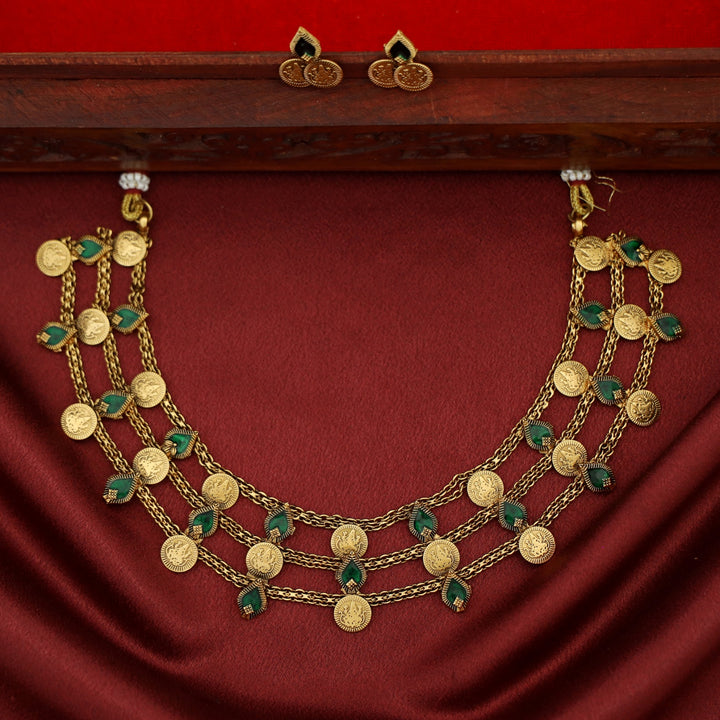 Viransha 3 Layer Kashi Palakka Choker With Earring