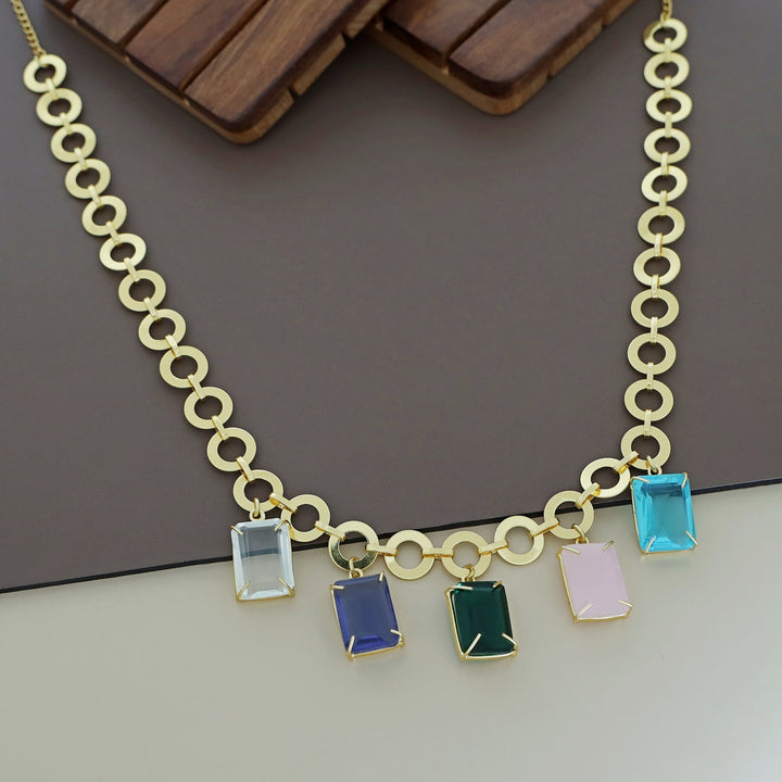 Taahira Golden Circle Square Glossy Neckpiece