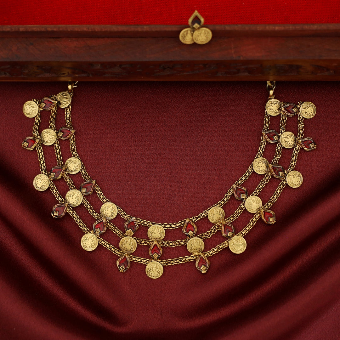 Viransha 3 Layer Kashi Palakka Choker With Earring