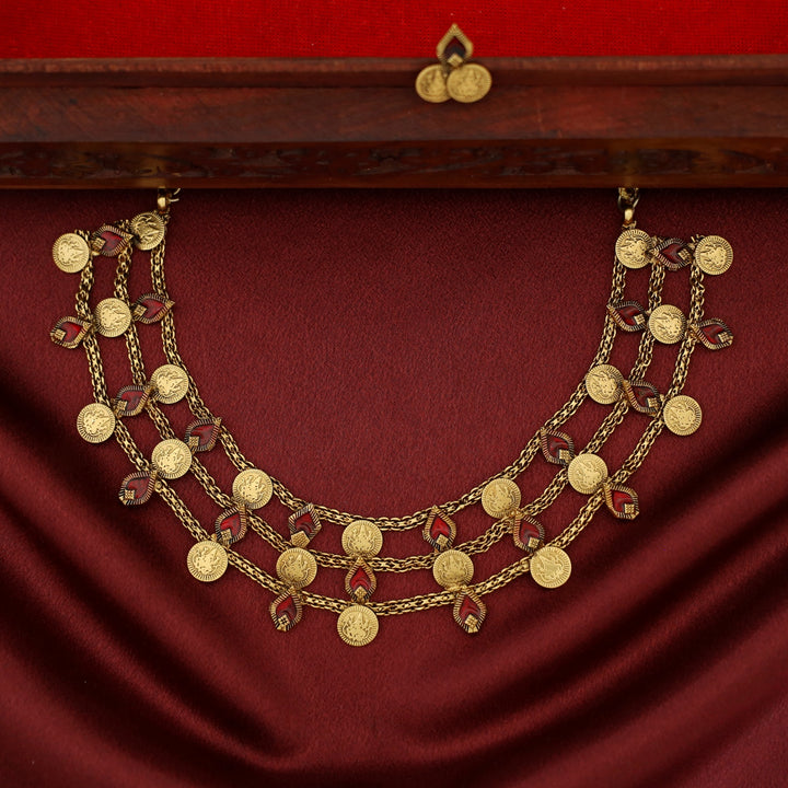Viransha 3 Layer Kashi Palakka Choker With Earring