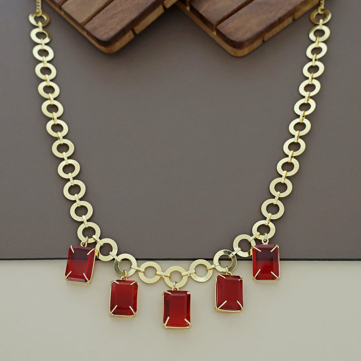 Taahira Golden Circle Square Glossy Neckpiece