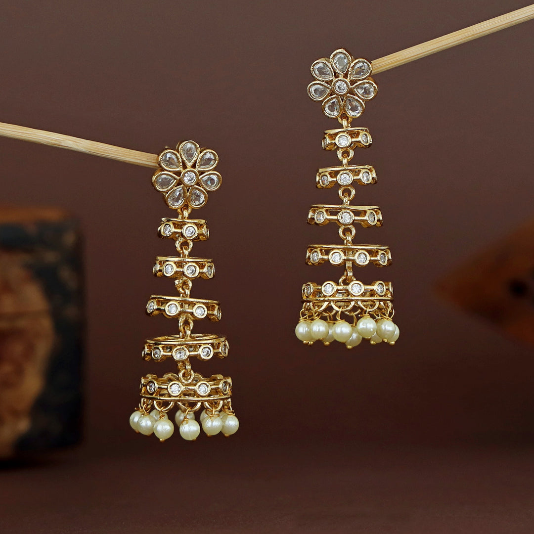 Shivanya Golden 5 Layer Pearl Earring