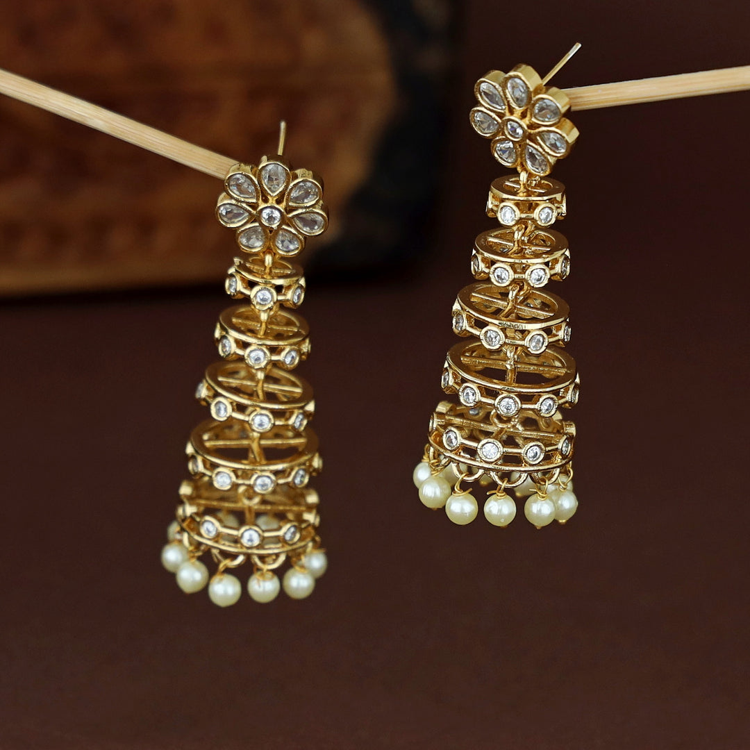 Shivanya Golden 5 Layer Pearl Earring