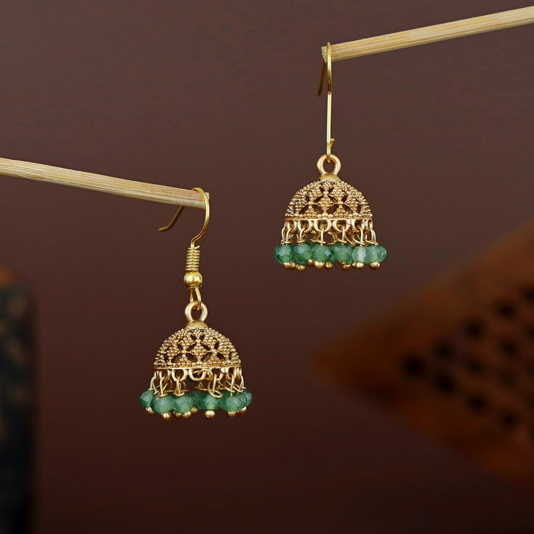 Dhairya Golden Beaded Drop Jhumka