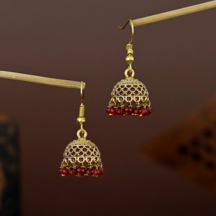 Dhairya Golden Beaded Drop Jhumka