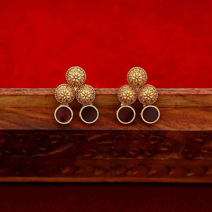 Gatha 2 Layer Enamel Circle Short Neckpiece With Earring