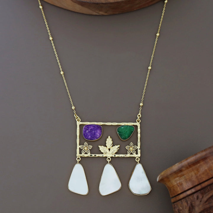 Irya Golden Leaf Druzy + MOP Neckpiece