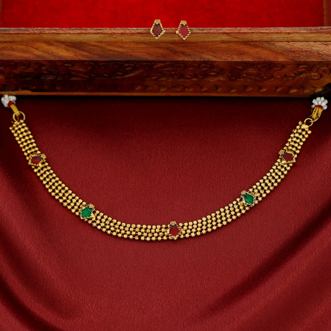 Mythily 4 Layer Golden Ball Enamel Palakka Choker With Stud