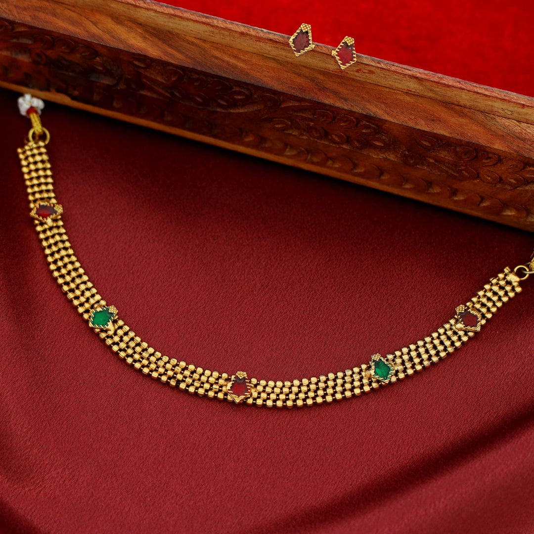 Mythily 4 Layer Golden Ball Enamel Palakka Choker With Stud