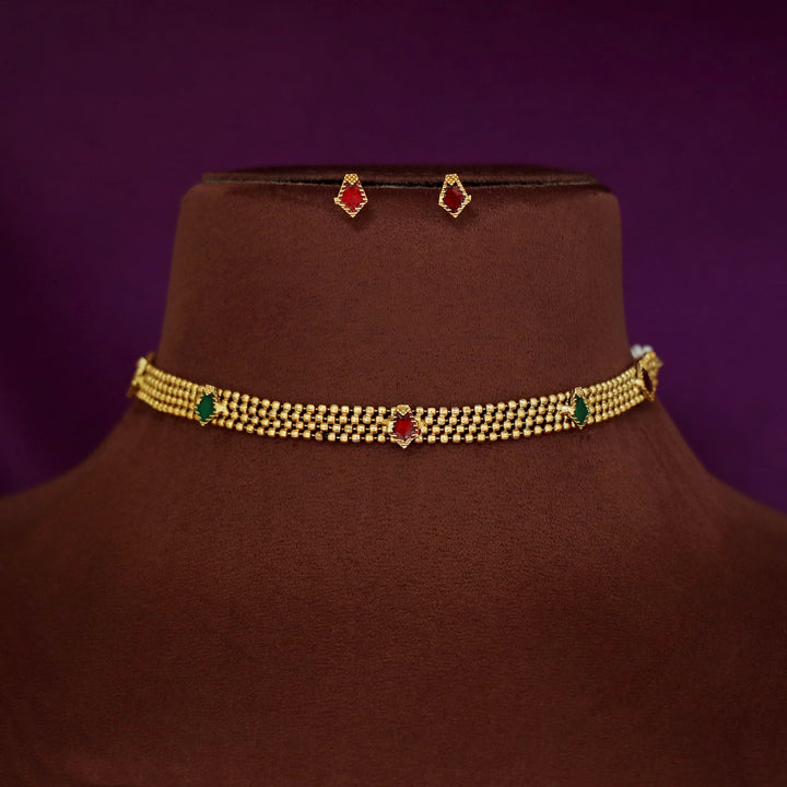 Mythily 4 Layer Golden Ball Enamel Palakka Choker With Stud