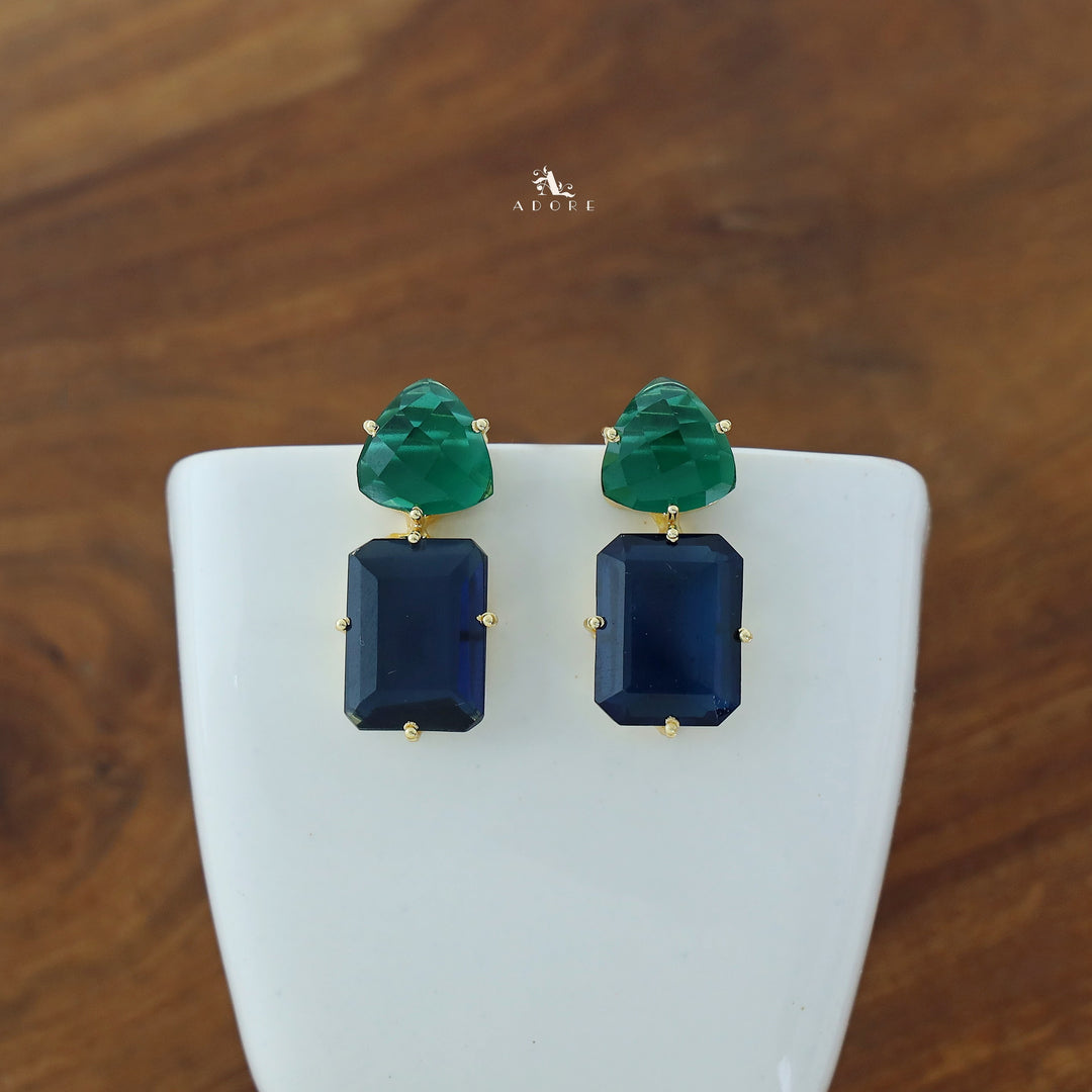 Golden Triangle And Rectangle Glossy Claw Earring