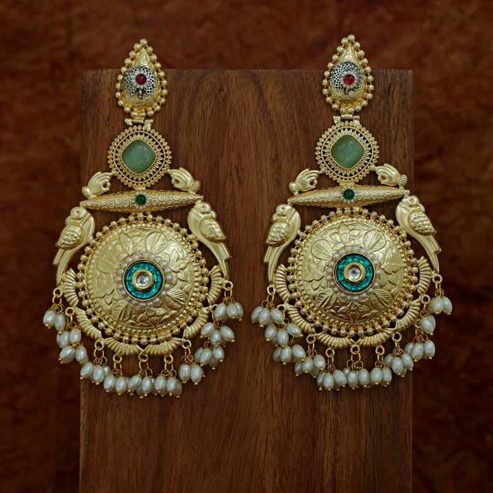 Samika Glossy Custer Pearl Dual Bird Earring