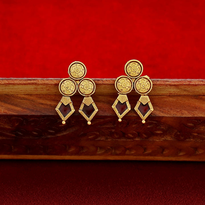 Charita 2 Layer Enamel Palakka Short Neckpiece With Earring