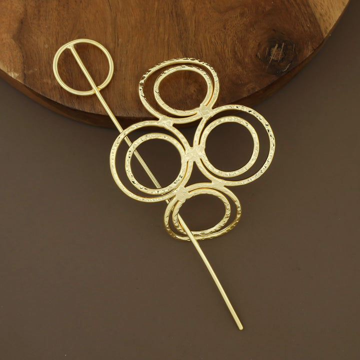 Naysa Tetra Hammered Circle  Hair Pin