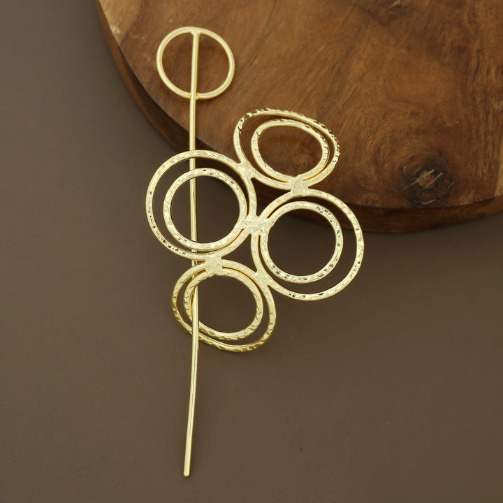 Naysa Tetra Hammered Circle  Hair Pin