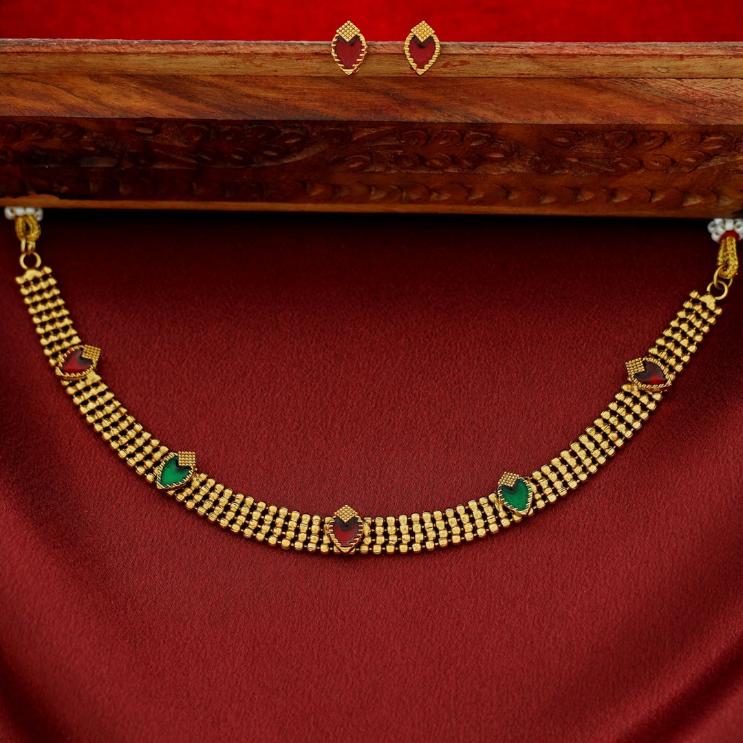 Ashwini 4 Layer Golden Ball Enamel Palakka Choker With Stud