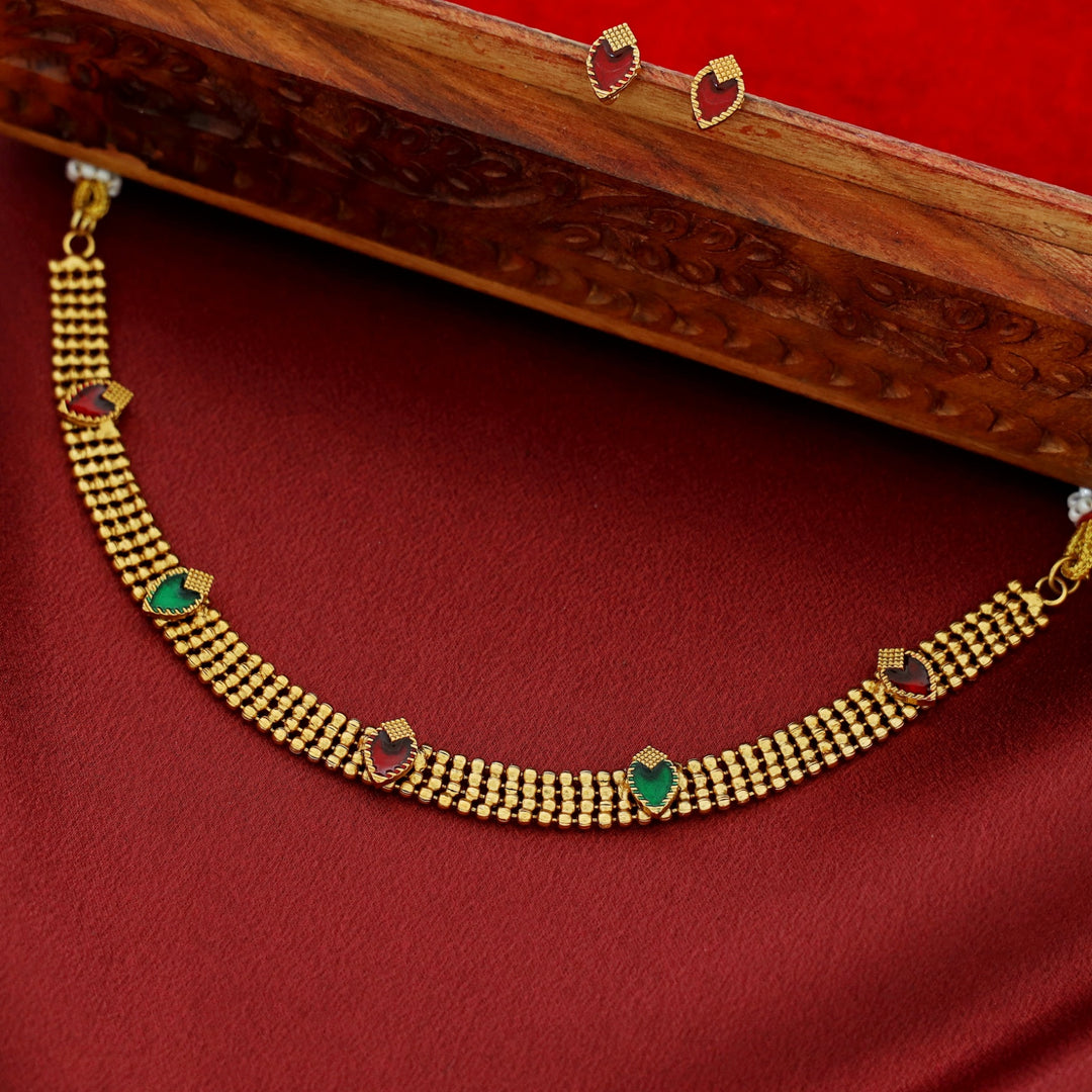Ashwini 4 Layer Golden Ball Enamel Palakka Choker With Stud
