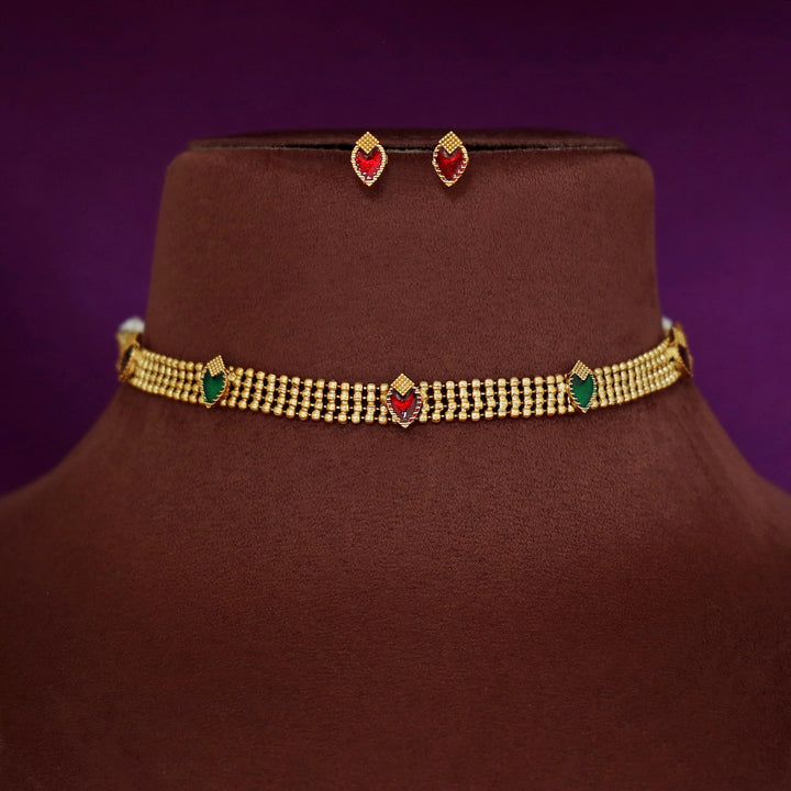 Ashwini 4 Layer Golden Ball Enamel Palakka Choker With Stud
