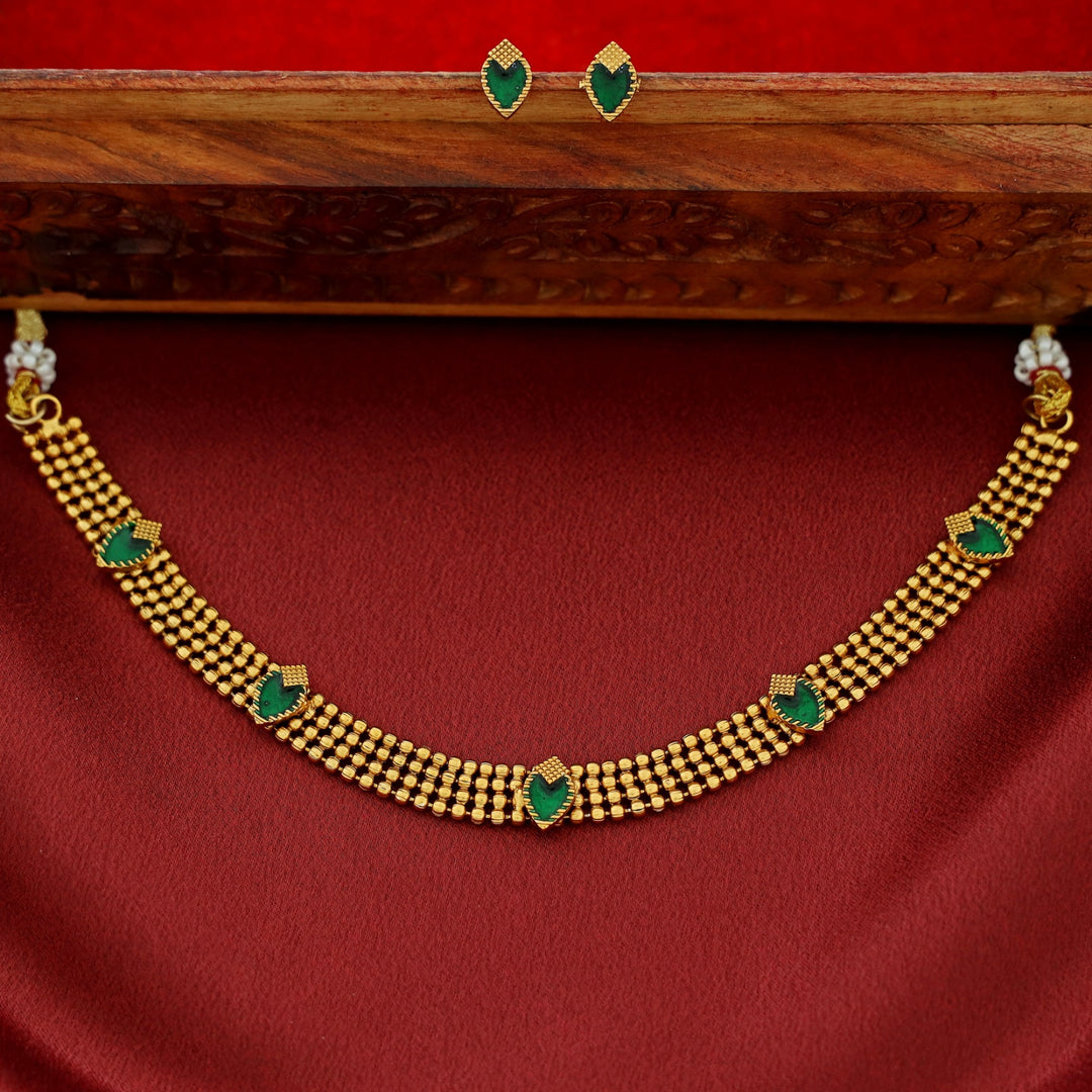 Ashwini 4 Layer Golden Ball Enamel Palakka Choker With Stud