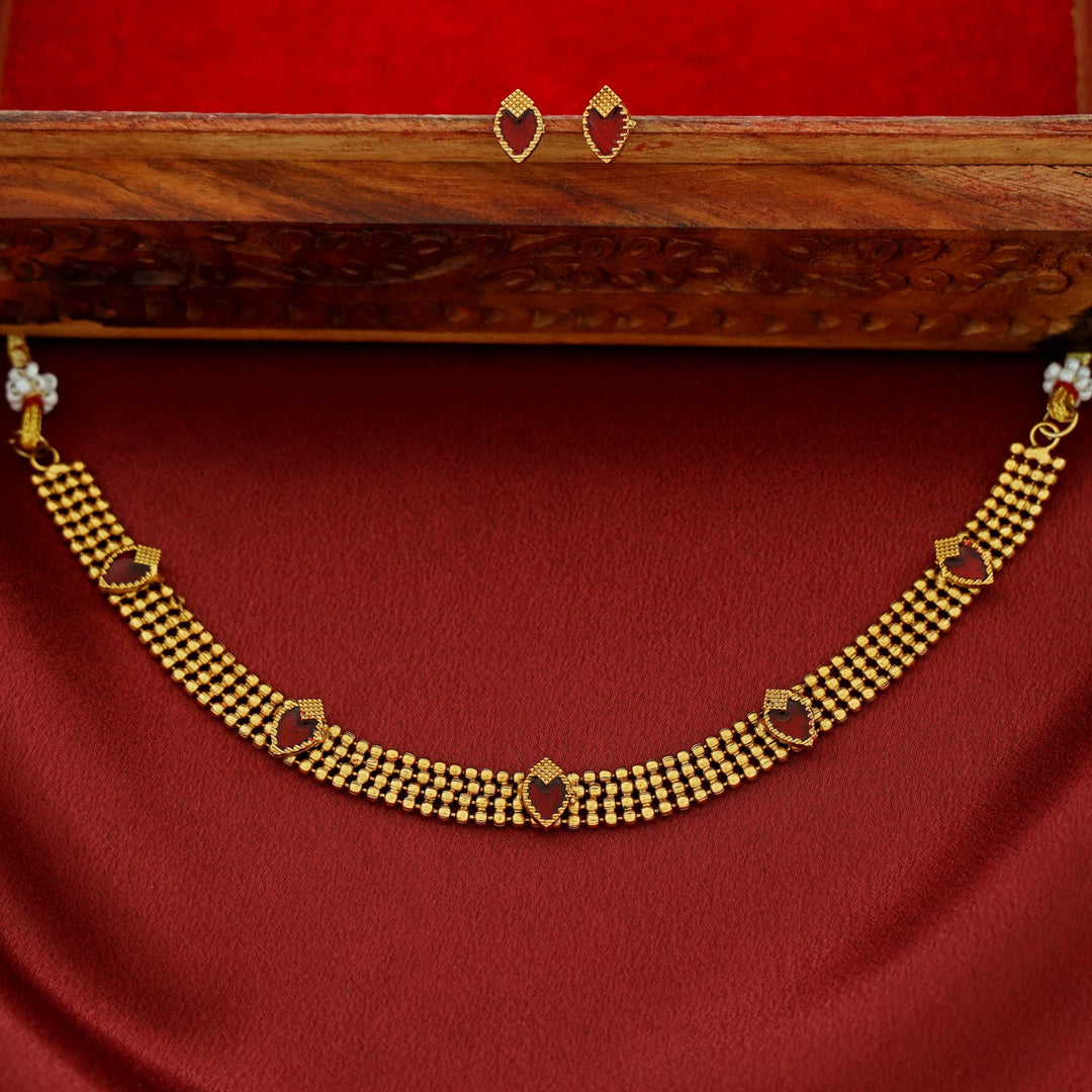 Ashwini 4 Layer Golden Ball Enamel Palakka Choker With Stud