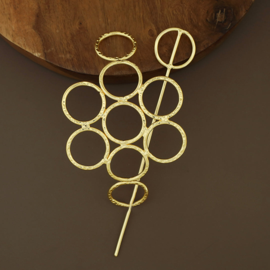 Manya Hammered 9 Circle Hair Pin