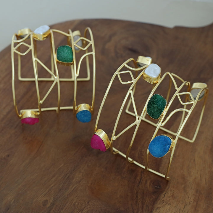 Deanna 4 Layered Druzy Stone + Baroque Bangle