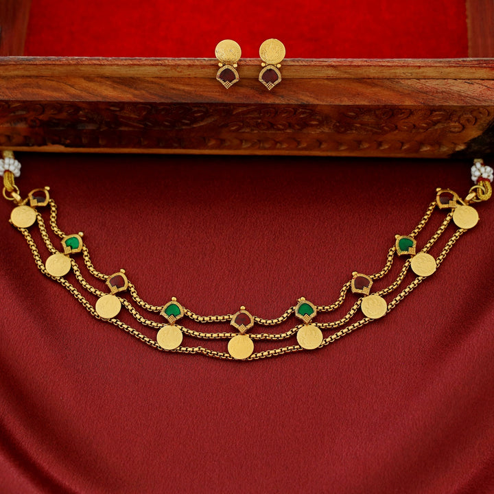 Sree Devi 3 Layer Kashi Palakka Choker With Stud