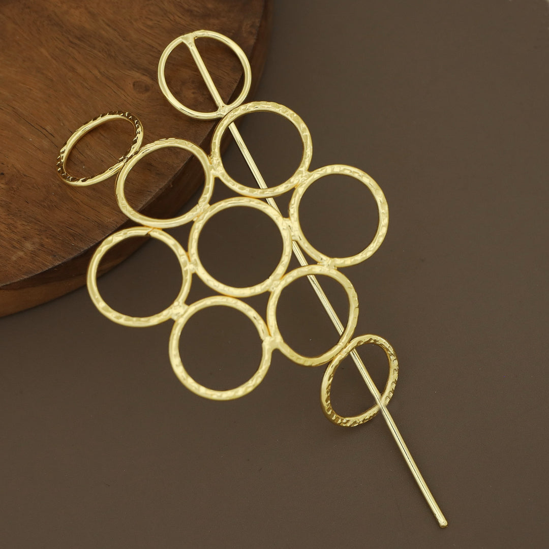Manya Hammered 9 Circle Hair Pin