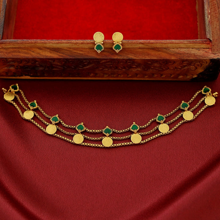 Sree Devi 3 Layer Kashi Palakka Choker With Stud