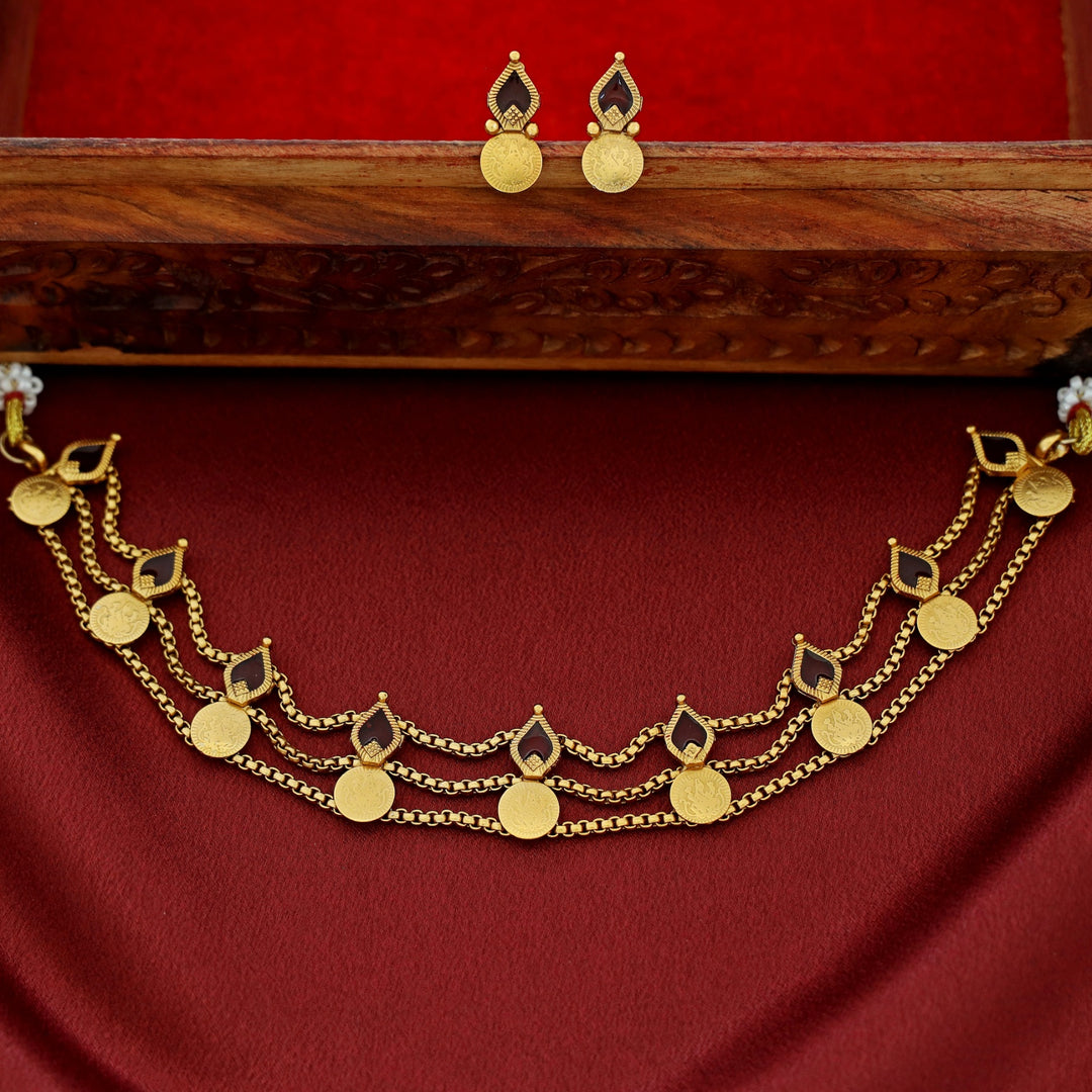 Sree Lakshmi 3 Layer Kashi Palakka Choker With Stud