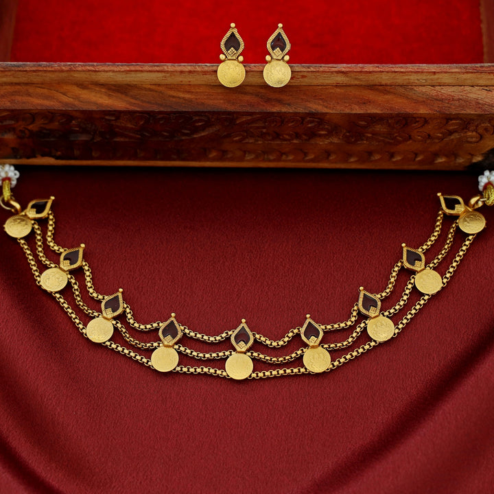 Sree Lakshmi 3 Layer Kashi Palakka Choker With Stud