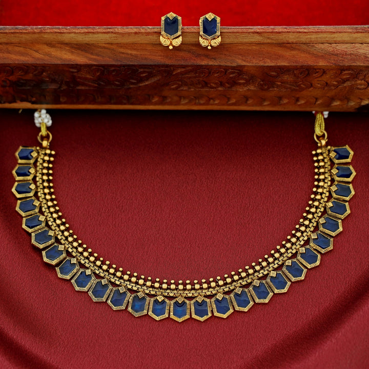 Haripriya Golden Ball Enamel Short Neckpiece With Stud