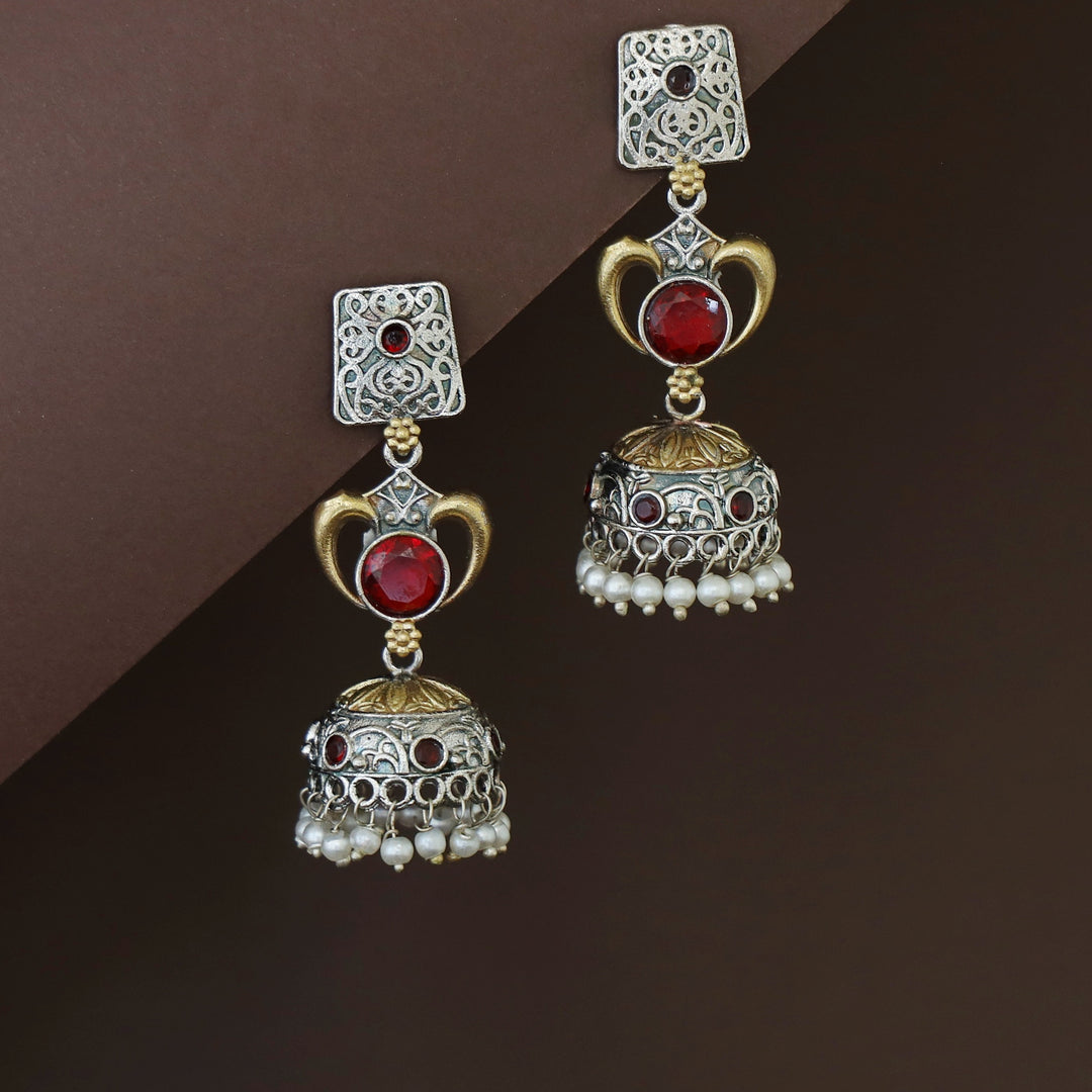 Taniya Dual Tone Pearl Jhumka