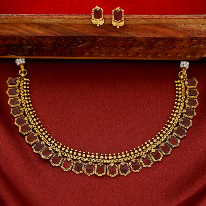 Haripriya Golden Ball Enamel Short Neckpiece With Stud