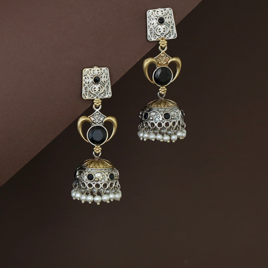 Taniya Dual Tone Pearl Jhumka