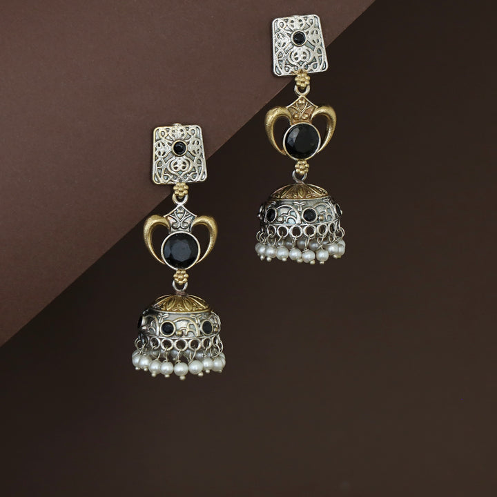 Taniya Dual Tone Pearl Jhumka