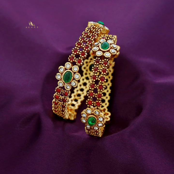 Aadishri Floral Bangle (Set Of 2)