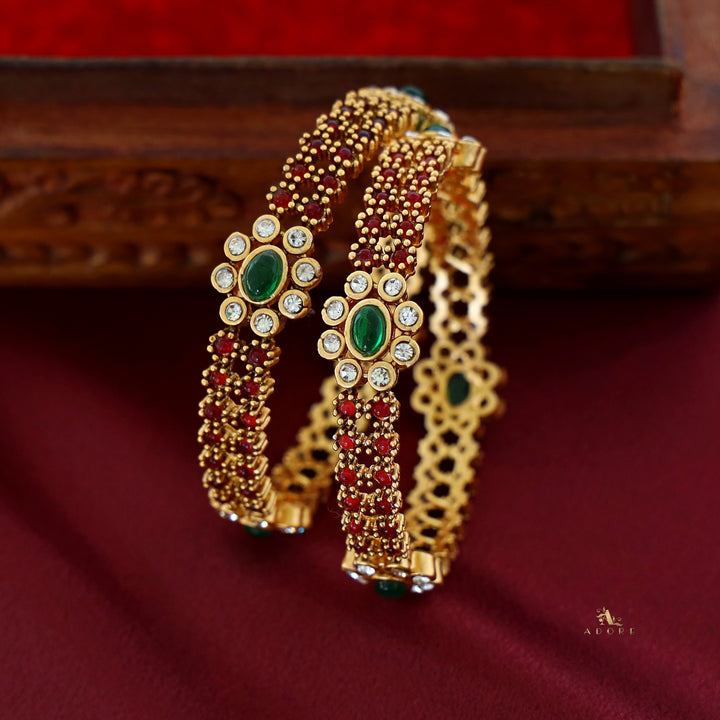 Aadishri Floral Bangle (Set Of 2)