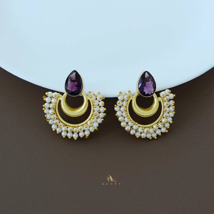 Drop Golden Moon Cluster Pearl Earring