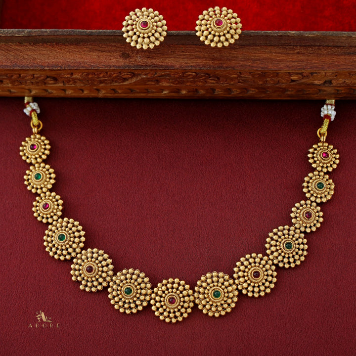 Tanvika Chakra Short Neckpiece with Earring
