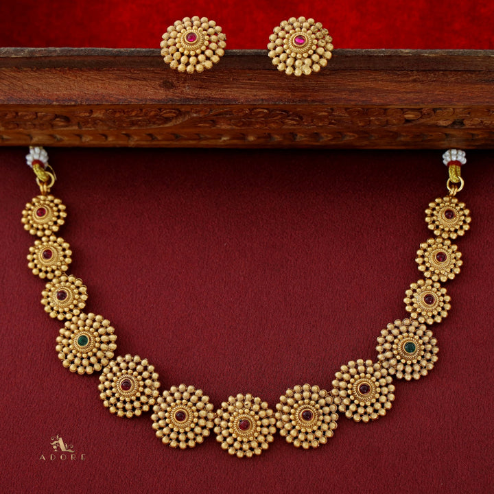 Tanvika Chakra Short Neckpiece with Earring