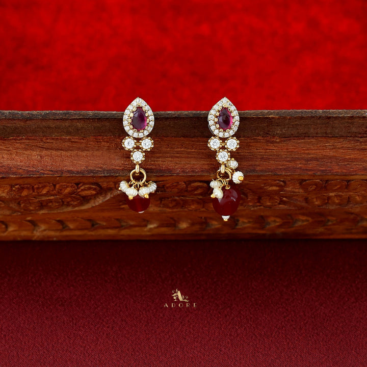 Veda Stiff Beads Neckpiece With Earring