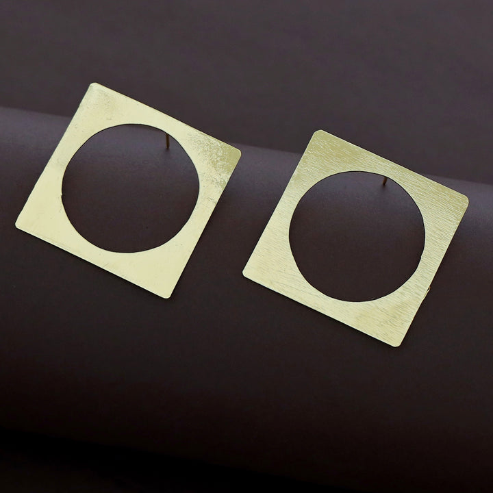 Axsa Golden Square Circle Earring