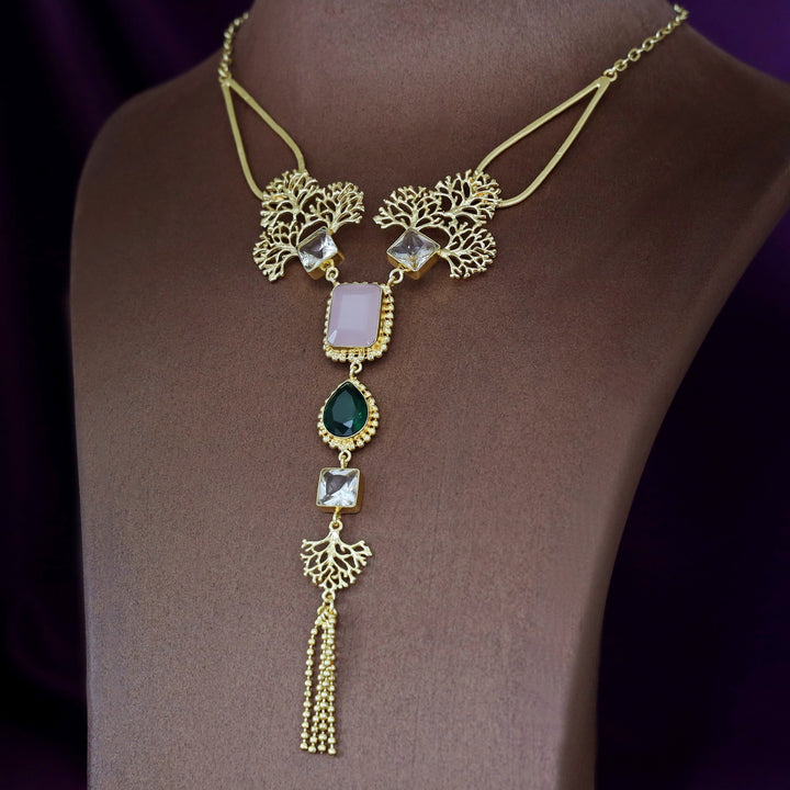 Tacey Filgree Glossy Stone Neckpiece