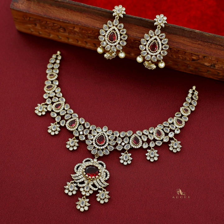 Eryna AD Stone Neckpiece With Earring
