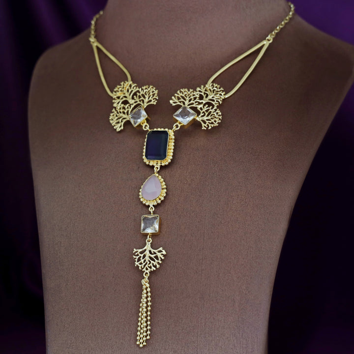 Tacey Filgree Glossy Stone Neckpiece