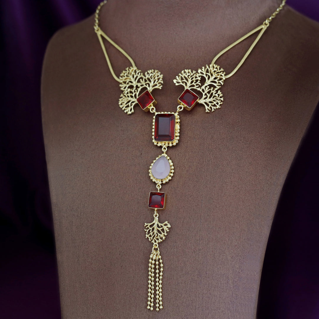 Tacey Filgree Glossy Stone Neckpiece