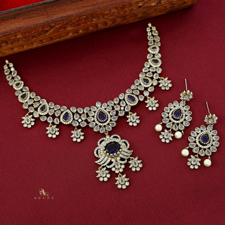 Eryna AD Stone Neckpiece With Earring