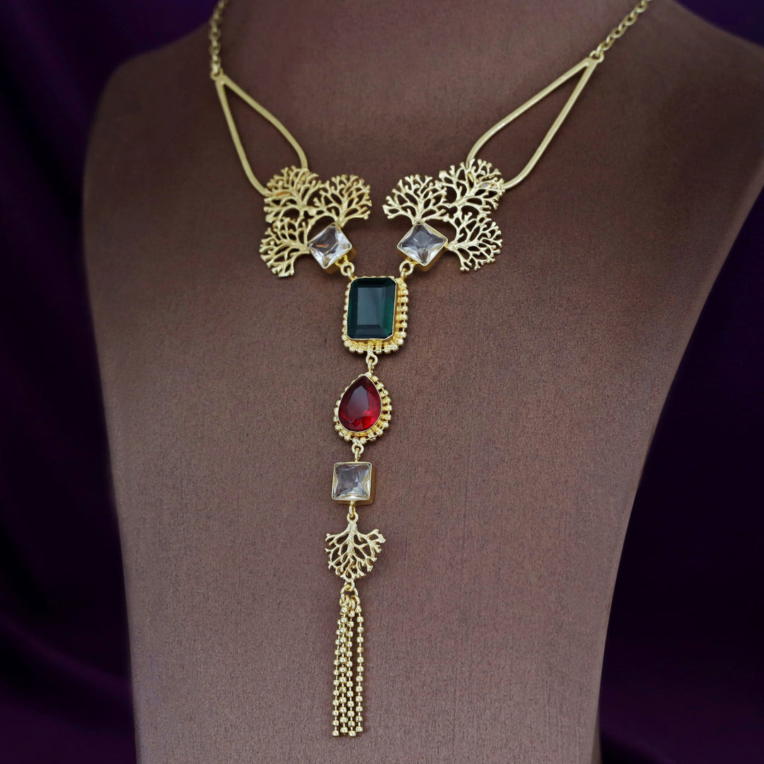 Tacey Filgree Glossy Stone Neckpiece